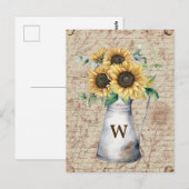 Monogram Rustieke Zonnebloem  Letter Decoupage Briefkaart (Voorkant / Achterkant)