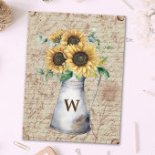 Monogram Rustieke Zonnebloem  Letter Decoupage Briefkaart