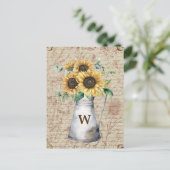 Monogram Rustieke Zonnebloem  Letter Decoupage Briefkaart (Staand voorkant)