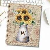 Monogram Rustieke Zonnebloem  Letter Decoupage Notitieboek