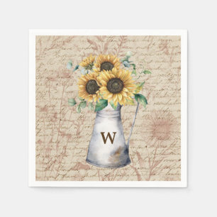 Monogram Rustieke Zonnebloem  Letter Decoupage Servet