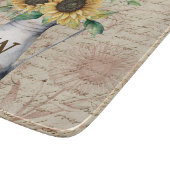 Monogram Rustieke Zonnebloem Letter Decoupage Snijplank (Hoek)