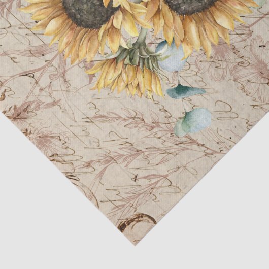 Monogram Rustieke Zonnebloem Letter Decoupage Tissuepapier (Detail)