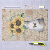 Monogram Rustieke Zonnebloem  Letter Decoupage Tissuepapier (Craft)