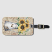 Monogram Rustieke Zonnebloem Vintage Letter Decoup Bagagelabel (Voorkant (horizontaal))