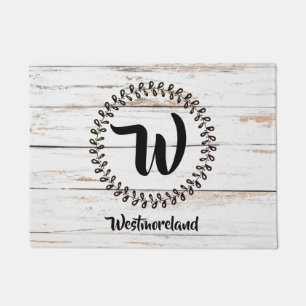 Monogram Rustige houten deurmat