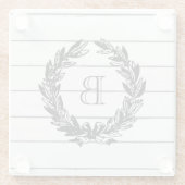 Monogram Rustige houtstijl Glazen Onderzetter (Achterkant)