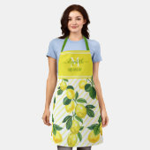Monogram rustige moderne waterverf van citroenen schort (Gedragen)