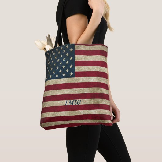 Monogram  Rustige vlag Tote Bag (Dichtbij)