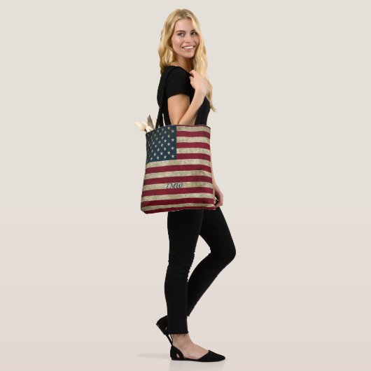 Monogram  Rustige vlag Tote Bag (Op model)