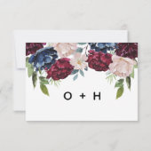Monogram Rustige Waterverf Floral RSVP-kaarten RSVP Kaartje (Achterkant)