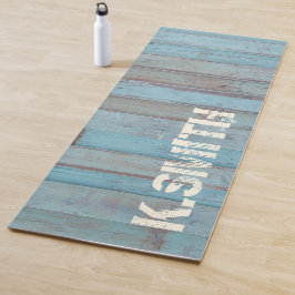 Monogram Rustisch blauw Beach Wooden Panel Yogamat
