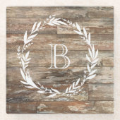 Monogram Rustisch Onderzetter met houtstijlsteen (Voorkant)