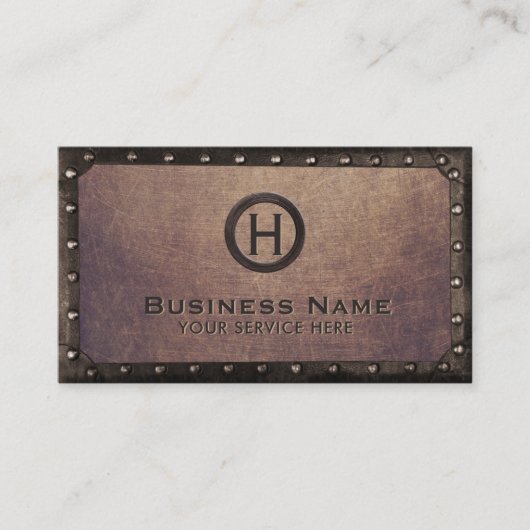  monogram Rusty Metal Framed Visitekaartje (Voorkant)