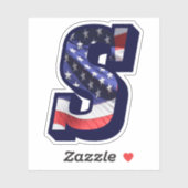 Monogram S American Flag Letter S Initiaal USA Sticker (Vel)