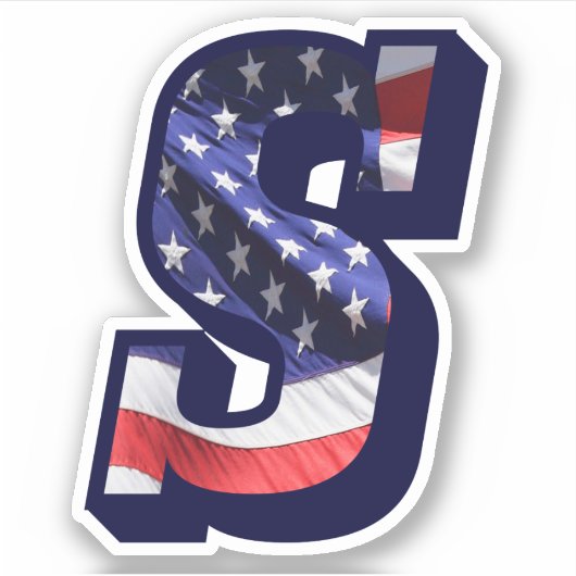 Monogram S American Flag Letter S Initiaal USA Sticker (Voorkant)