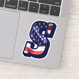 Monogram S American Flag Letter S Initiaal USA Sticker