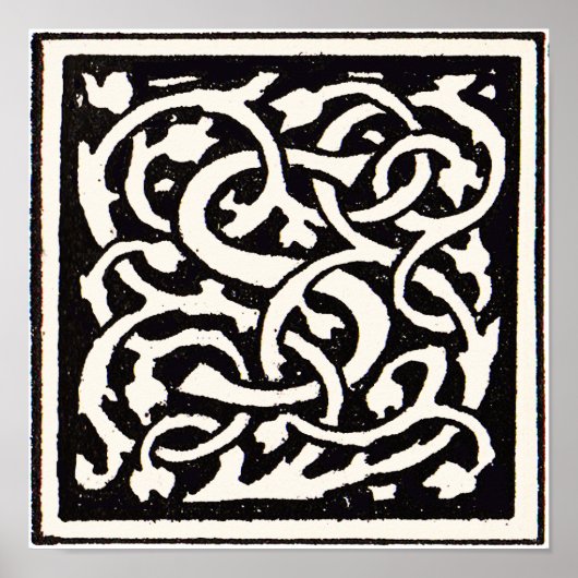 Monogram S Art Nieuwe Letter Poster (Voorkant)