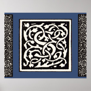  Monogram S Art Nieuwe Letter Poster