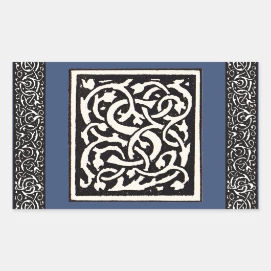  Monogram S Art Nieuwe Letter Rechthoekige Sticker (Voorkant)