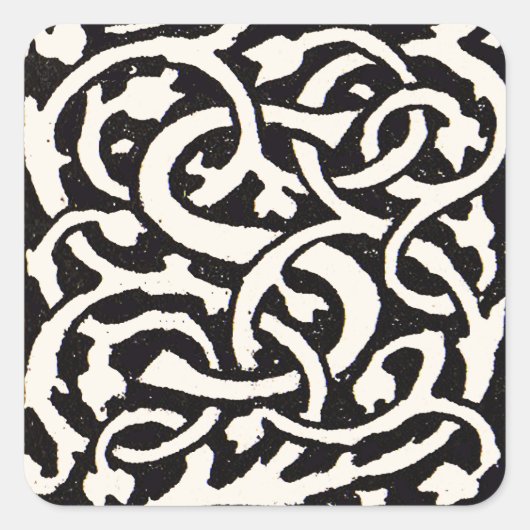  Monogram S Art Nieuwe Letter Vierkante Sticker (Voorkant)