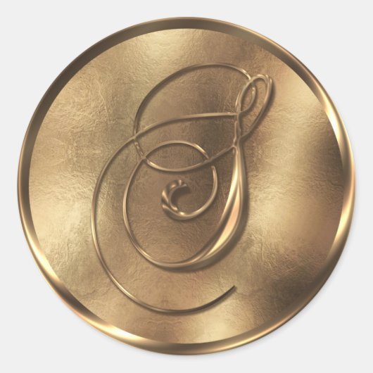 Monogram S Bronze Wedding Invitation Holiday Ronde Sticker (Voorkant)