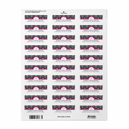 Monogram S Damask White Adresetiketten Etiket (Full Sheet)