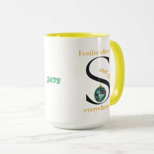Monogram S Dinosaurus Feestelijke vrolijkheid en G Mok (Voorkant rechts)