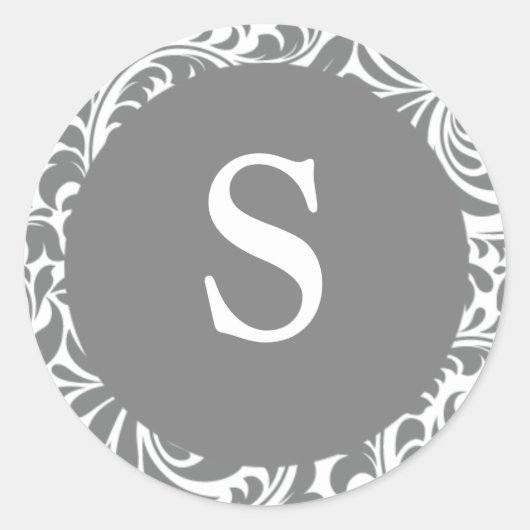 Monogram S Gray Gray Designer Weddenschap Se Ronde Sticker (Voorkant)