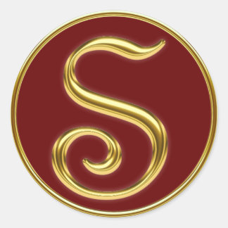 Monogram S in 3D goud Ronde Sticker