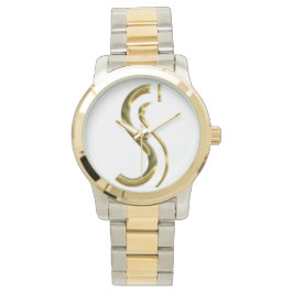 Monogram S Initiaal Letter Typografie Silver Gold Horloge