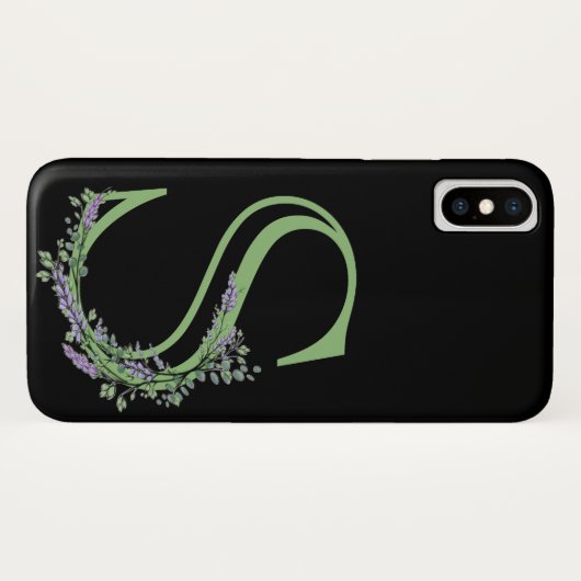 Monogram S Lavendel Eucalyptus Case-Mate iPhone Case (Achterkant (horizontaal))