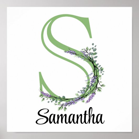 Monogram S Lavendel Eucalyptus kinderkamer poster (Voorkant)