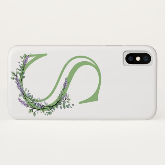 Monogram S lavender Eucalyptus Case-Mate iPhone Case (Achterkant (horizontaal))