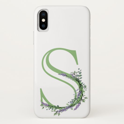 Monogram S lavender Eucalyptus Case-Mate iPhone Case (Achterkant)