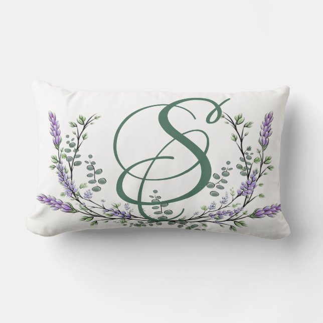 Monogram S lavender Eucalyptus Kussen (Voorkant)