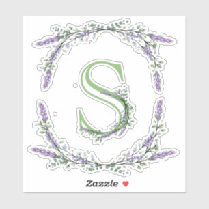 Monogram S lavender Eucalyptus Sticker