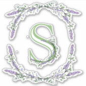 Monogram S lavender Eucalyptus Sticker (Voorkant)