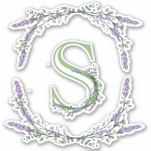 Monogram S lavender Eucalyptus Sticker (Voorkant)