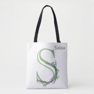Monogram S lavender Eucalyptus Tote Bag