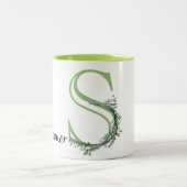 Monogram S lavender Eucalyptus Tweekleurige Koffiemok (Center)