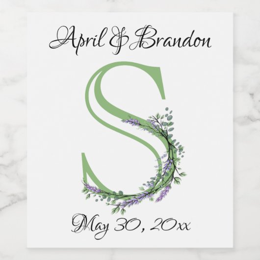 Monogram S lavender Eucalyptus Wijn Etiket (Enkel label)