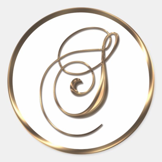 Monogram S Nep Bronzen Ronde Sticker (Voorkant)