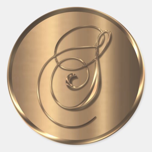 Monogram S NONMETALLIC Bronze Envelope Seal Ronde Sticker (Voorkant)