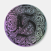 Monogram S Paarse blauwe achtergrond Magneet (Voorkant)