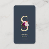 Monogram S Professional Donkerblauw Goud Modern Visitekaartje (Voorkant)
