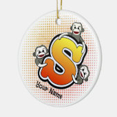 Monogram S Sock Monkey Keramisch Ornament (Links)