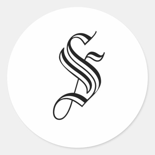 Monogram S Sticker Zwart Wit Oud Engels (Voorkant)