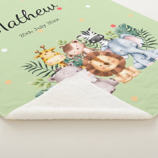 Monogram Safari design l Schattige polka dots Gree Sherpa Deken (3/4)