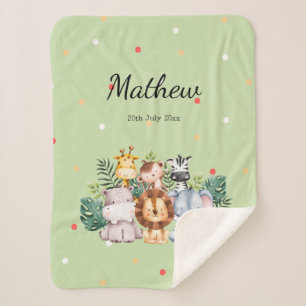 Monogram Safari design l Schattige polka dots Gree Sherpa Deken